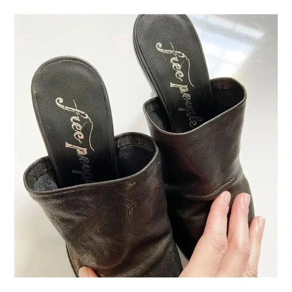 NEW Free People Leila Heeled Leather Mules size 37 US 6.5-7 - Picture 4 of 13